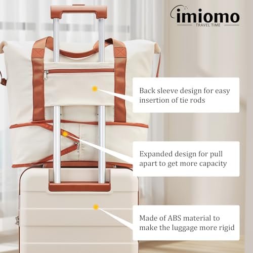 imiomo 3 Piece Luggage Sets,Suitcase with Spinner Wheels,Luggage Set Clearance for Women, Lightweight Rolling Hardside Travel Luggage with TSA Lock (Beige, 5PCS) - Image 8