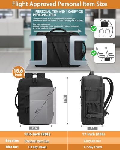 Capolo Travel Backpack for Women Men Waterproof Laptop Backpack Flight Approved Carry On Backpack Overnight Weekender Bag College Bookbag for Business, Work, Traveling Fits 15.6 '' Laptop,Black - Image 7