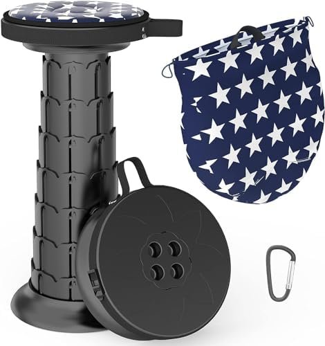 ALEVMOOM Upgraded Portable Retractable Folding Stool,Camping Telescoping Stools with Swivel Cushion,Collapsible Stool for Adults,Hold Up to 550Ib for Garden Travel with Carry Bag&Carabiner - Image 9
