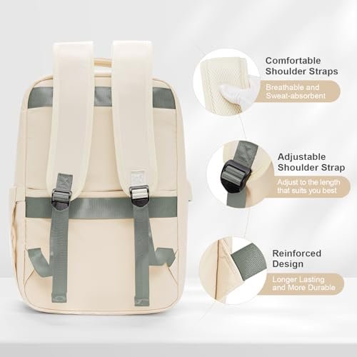 Large Travel Backpack for Women,Carry On Backpack Spirit Airline Flight Approved,15.6Inch Laptop Backpack Personal item bag 18x14x8 for College Weekender Business Hiking,Mochila De Viaje BeigeGreen - Image 7