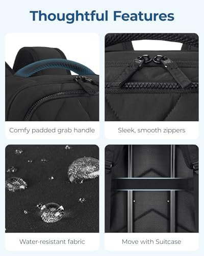 BAGSMART Travel Backpack Carry On Flight Approved for Women Men, TSA Approved Luggage, Large Personal Travel Bag Fit 17 Inch Laptop, 30L Water Resistant Stylish Backpack, Black - Image 7