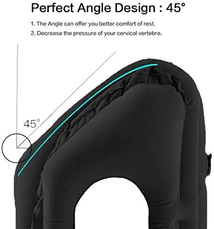 Inflatable Travel Pillow for Airplane, Neck Air Pillow for Sleeping to Avoid Neck and Shoulder Pain, Support Head and Lumbar, Used for Airplane, Car, Bus and Office (Black) - Image 2