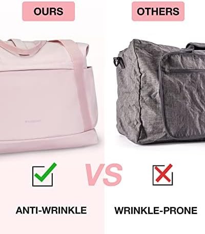 BAGSMART Foldable Travel Duffle Bag, 30.6L Large Carry On Tote Bag Gym Sports Bag for Women, Weekender Overnight Bag for Travel Essentials & Daily Necessities(Baby Pink) - Image 7