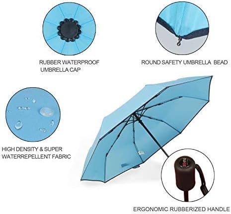 Factory Outlet Automatic Open Close Portable Lightweight Travel Umbrella Parasol Outdoor Sun & Rain All Weather Umbrella (Sky Blue) - Image 4