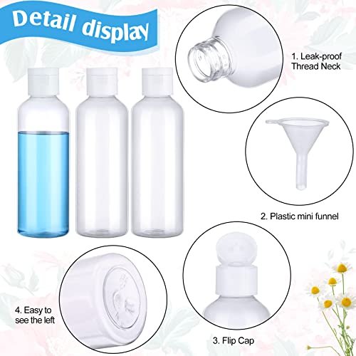 100 Pcs 3.4oz Small Travel Bottles Plastic Empty Squeeze Bottle Transparent Refillable Shampoo Travel Container with 5 Funnel for Liquids Cream Travel Size Liquid Cosmetics(Clear) - Image 3