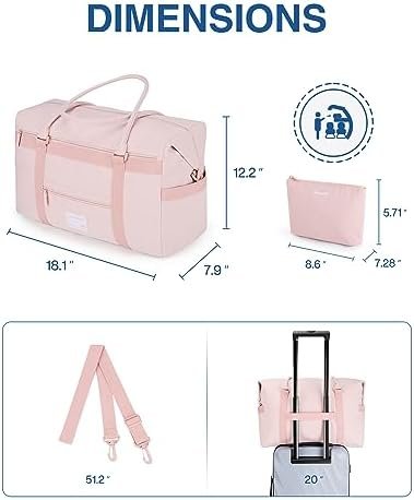 BAGSMART Travel Duffle Bag for Women, Multi Pockets Carry On Weekender Overnight Bag, Large Travel Tote Bag for Personal Items, Pink - Image 4