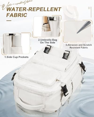 Large Travel Carry on Laptop Backpack for Women Men, Expandable Flight Approved Backpack, Waterproof Sports College bag Casual Daypack for Weekender Business Hiking with Beige - Image 6