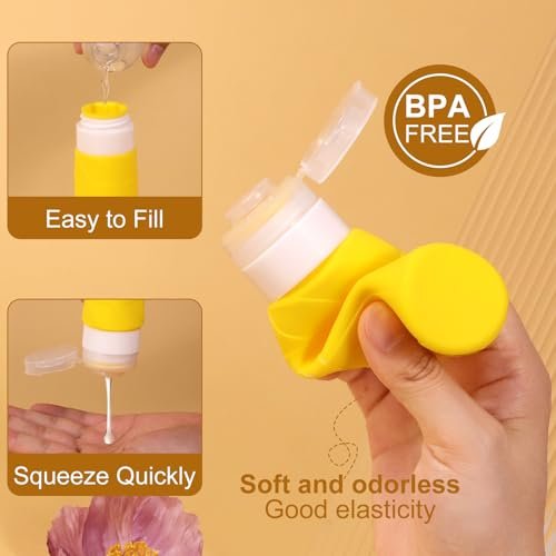 FADVAN Travel Bottles for Toiletries, 3.3oz Tsa Approved Travel Size Containers, BPA Free Leak Proof Silicone Travel Bottles, Refillable Travel Accessories Easy to Squeeze and Clean (Macaron) - Image 4