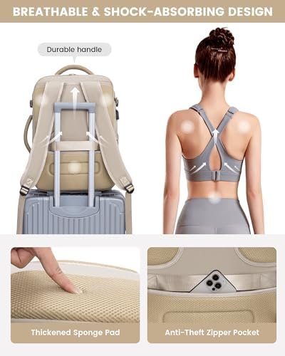 LOVEVOOK Large Travel Backpack for Women, TSA Carry on Backpack for Airplanes, 40L Personal Item Travel Bag for Women fits 17" Laptop,Waterproof Carry on Bag Airplane Approved with 3 Packing Cubes - Image 8