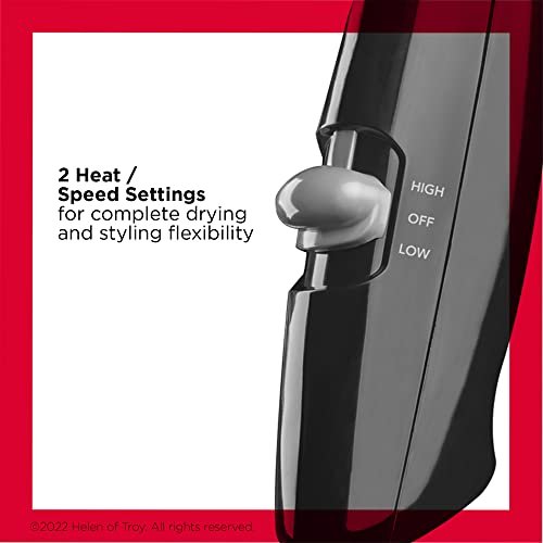 REVLON Travel Hair Dryer | Salon-Style Blowouts, Lightweight Design, 1875 Watts for Fast Drying with 2 Heat & Speed Settings for Drying and Styling Flexibility (Black) - Image 2