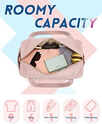 BAGSMART Travel Duffle Bag 3 Pcs Set Weekender Overnight Bag for Women with Makeup Bag & Clear Toiletry Bag, Carry On Bag with Shoe Compartment for Travel, Business Trips(Pink) - Image 3