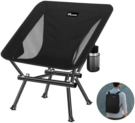 Camping Chair, Patented for Invention, Backpack, Compact Portable Folding Chair, Outdoor Camp, Lawn, Beach Chair with Side Pocket, Lightweight Hiking Chair Support 330LBS 003 (Ink)