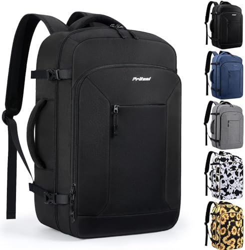 Travel Backpack for Women/Men,Waterproof Carry On Backpack with Laptop Compartment,Travel Essentials Backpack for Traveling,Business Hiking,Casual,Gym(Black)