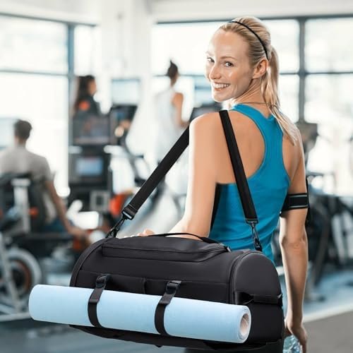 Gym Bag for Men and Women Sports Duffle Bag Travel Backpack Weekender Overnight Bag with Shoes Compartment and Wet Pocket Black - MIYCOO - Image 2