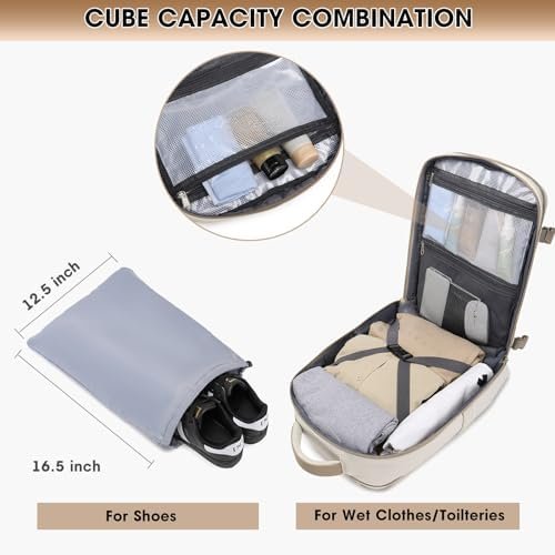 Large Travel Backpack for Women - 17 Inch 35L Carry On Laptop Bag Flight Approved Personal Item Daypack Weekender Traveling TSA Business Bag Luggage Waterproof for Airplane with Toiletry Bag Shoe Bag - Image 5