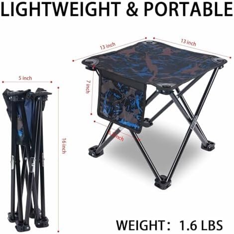 Folding Portable Camping Stool for Adults, Lightweight Collapsible Stool for Outdoor Footrest Fishing Hiking Gardening and Beach with Carry Bag(400 LBS Capacity) - Image 3