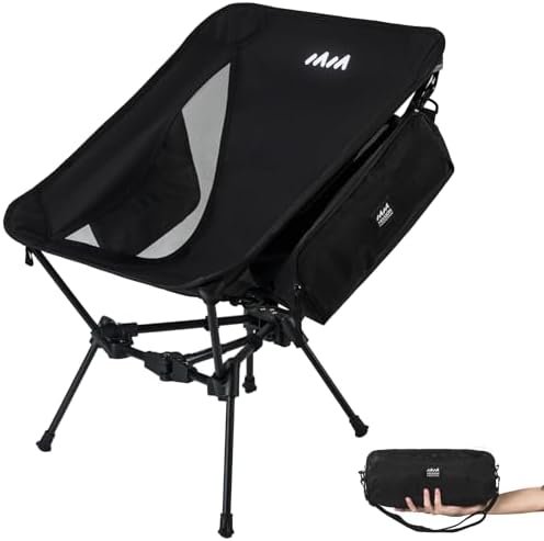 UltraPort Portable Camping Chair, Lightweight Foldable Chair, Ultralight Backpacking Chair for Outdoor Camp, Hiking, Travel, Beach, and Picnic - Compact Design (Black)
