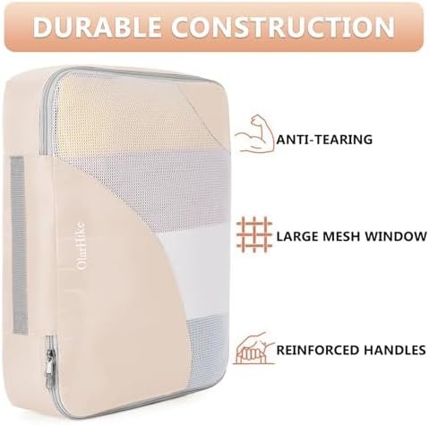 8/10 Sets Packing Cubes for Travel, Sturdy Suitcase Organizer in 4 Sizes (Extra Large, Large, Medium, Small), OlarHike Luggage Cubes with Toiletry Bag, Travel Essentials, Cruise Ship Gifts for Women - Image 3