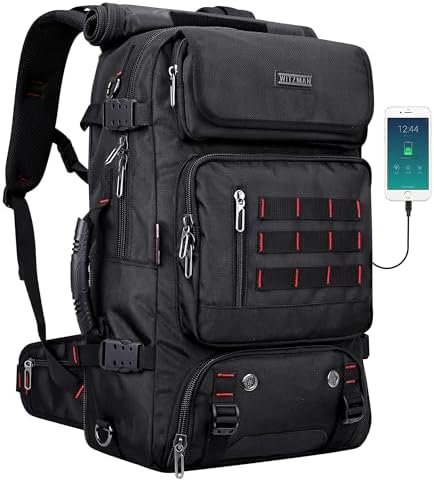 WITZMAN Carry on Travel Backpack for Men Airline Approved Convertible Nylon Duffle Backpack Luggage Bag (B682 Black)
