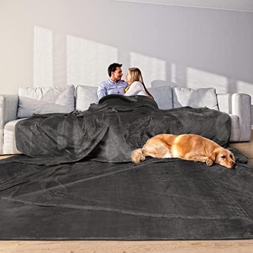Oversized Blanket 120x120 Inches, Giant Huge Blanket 10'x10' Blanket for Bed, Sofa,Travel and Camping, Extra Large Big Soft Blanket Fits The Whole Family and Outdoor, Dark Grey 10x10 Blanket
