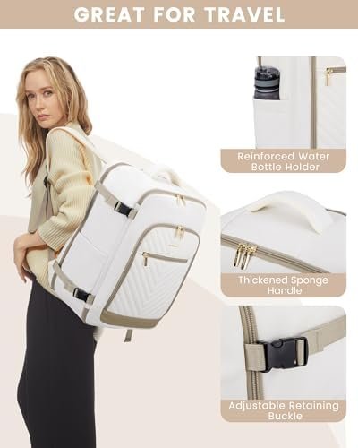 LOVEVOOK Travel Backpack For Women,40L Carry On Backpack Flight Approved,TSA Personal Item Travel Bag Fits 17 Inch Laptop,Business Weekender Overnight Daypack with Toiletry Bag and Shoe Bag - Image 7