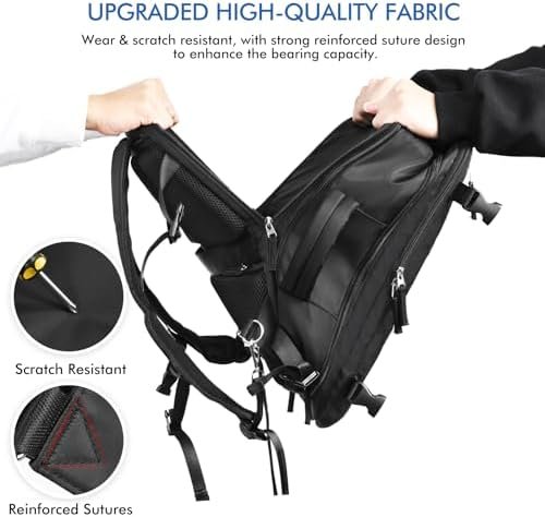 Travel Backpack for Men Women, Large Carry On Backpack, Personal Item Bag Airline Approved, Laptop Backpack 17.3 inch, Business Work Gym Weekender Bag, Black - Image 3