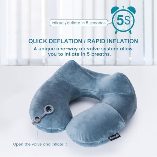 Inflatable Travel Neck Pillow for Airplane Sleeping Blow Up Neck Support Air Pillow Traveling on Plane Long Flights Washable - Image 2