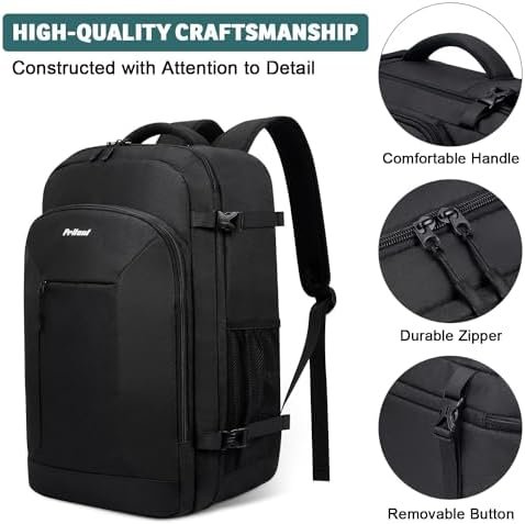Travel Backpack for Women/Men,Waterproof Carry On Backpack with Laptop Compartment,Travel Essentials Backpack for Traveling,Business Hiking,Casual,Gym(Black) - Image 4
