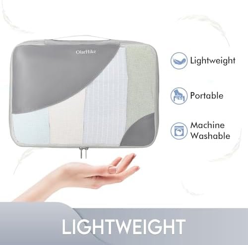 6 Set Packing Cubes for Travel, OlarHike 3 Various Sizes(Large,Medium,Small) Luggage Organizer Bags for Travel Accessories Travel Essentials, Travel Cubes for Carry on Suitcases (Grey) - Image 2