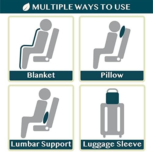 PAVILIA Travel Blanket Pillow in Soft Bag with Pockets, Airplane Blanket Set, Plane Blanket Compact Packable, Flight Essentials Car Pillow, Travelers Accessories Gifts, Luggage Strap, Light Pink - Image 8