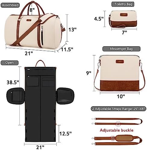 Convertible Garment Duffel Bag for Travel - Carry On Garment Bags With Toiletry Bag Large Weekender Bag for Men Women 2 in 1 Hanging Suitcase Suit Travel Duffel Overnight Bags 4pcs Set - Image 5
