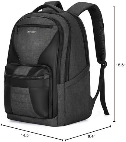 LIGHT FLIGHT Travel Backpack, Laptop Backpack for Men,17.3 Inch Computer Backpack Business Back Pack, Work Bag with USB Charging Hole, 40L Large Casual Daypack, Black grey - Image 8