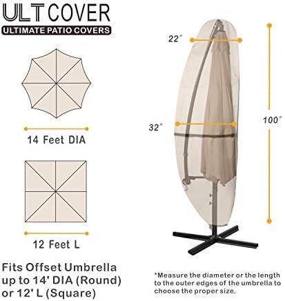 ULTCOVER Patio Umbrella Parasol Cover - 600D Waterproof Outdoor Offset Banana Style Umbrella Cover - Fits Cantilever Offset Umbrella 12-14 Feet - Image 2