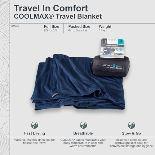 COCOON - Coolmax Travel Blanket | Compact Throw Blanket for Camping and Hiking | Fits in Backpack | Attaches to Luggage | Travel Essential | Fast Drying (Regular 70" x 55") - Image 6