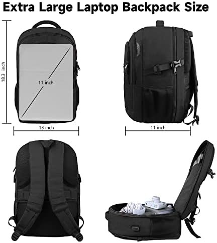 Lapsouno Travel Backpack, Large Carry on Backpack, 17 Inch Laptop Backpack, Big Backpack, Extra Sturdy TSA Friendly with USB Port College School Rucksack Bag Backpack Gifts for Him Men Women, Black - Image 2