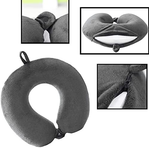 Travel Pillow Memory Foam Neck Pillow Support Pillow,Luxury Compact & Lightweight Quick Pack for Camping,Sleeping Rest Cushion (Grey) - Image 5