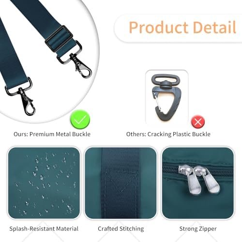 WALNEW Gym Duffel Bag for Women Men, Travel Carry on Weekender Overnight Tote Bags, Lightweight Waterproof Personal Item Bag for Sports, Dance, Workout with Wet Pocket, Peacock Blue - Image 5