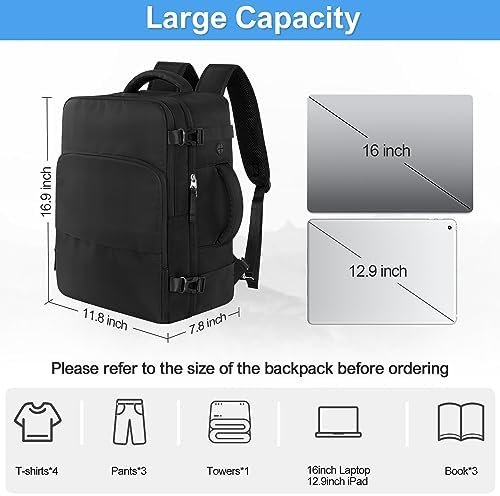 Travel Backpack for Men Women, Personal Item Travel Bag with Multi-Pockets, Airline Approved Carry on Backpack Fits 16inch Laptop, Waterproof Casual Backpack for College,Travel, Work - Image 6