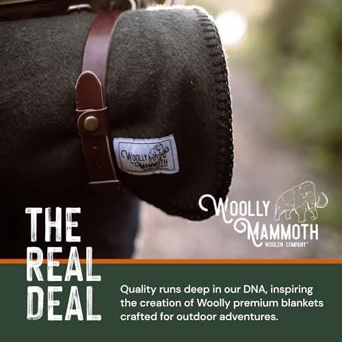 Woolly Mammoth Merino Wool Blanket - Large 66" x 90", 4LBS Camp Blanket | Throw for the Cabin, Cold Weather, Emergency, Dog Camping Gear, Hiking, Survival, Army, Outside, Outdoors – Hunter Green - Image 2