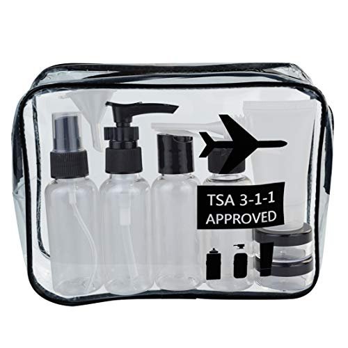 Travel Bottles and TSA Approved Toiletry Bag, Clear Quart Size with Leak-Proof Travel Containers Set Makeup Bag Accessories for Liquids Carry-On Luggage Compliant for Airplaine