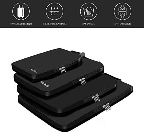 BAGAIL 4 Set/6 Set Compression Packing Cubes Travel Accessories Expandable Packing Organizers(Black ClothPattern 4 Set) - Image 8