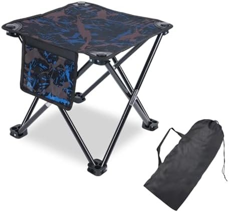 Folding Portable Camping Stool for Adults, Lightweight Collapsible Stool for Outdoor Footrest Fishing Hiking Gardening and Beach with Carry Bag(400 LBS Capacity)
