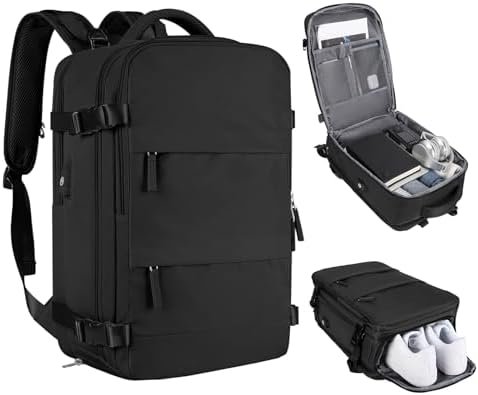 coofay Travel Backpack For Women Men Airline Approved Carry On Backpack Flight Approved Waterproof Sports Luggage Backpack Casual Daypack Small Hiking Backpack Black Backpack
