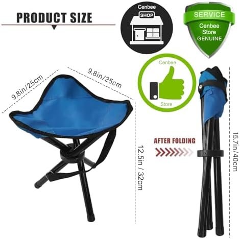 Travel Folding Camping Stool, (Sol·d by→Cenbee) Use Height 12.5" and Max Weight 300 lbs Outdoor Portable Party Chair Fishing Chair Seat for Camping Fishing Hiking Gardening and Beach Painting - Image 2