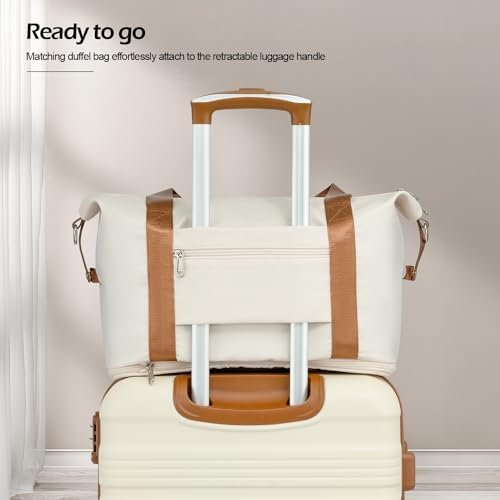 Coolife Luggage Set 3 Piece Luggage Set Carry On Suitcase Hardside Luggage with TSA Lock Spinner Wheels(White, 3 piece set (DB/TB/20)) - Image 6