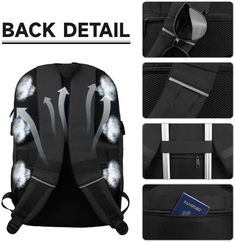 Lapsouno Travel Backpack, Large Carry on Backpack, 17 Inch Laptop Backpack, Big Backpack, Extra Sturdy TSA Friendly with USB Port College School Rucksack Bag Backpack Gifts for Him Men Women, Black - Image 4