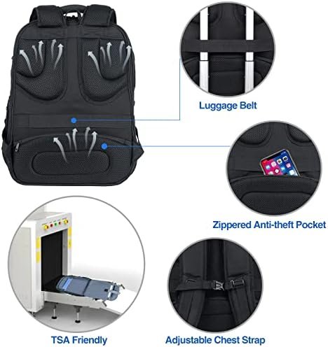 KROSER TSA Friendly Travel Laptop Backpack 18.4 inch XXXL Gaming Backpack Water-Repellent College Daypack Business Backpack with RFID Pockets & USB Port for Men/Women-Black - Image 5