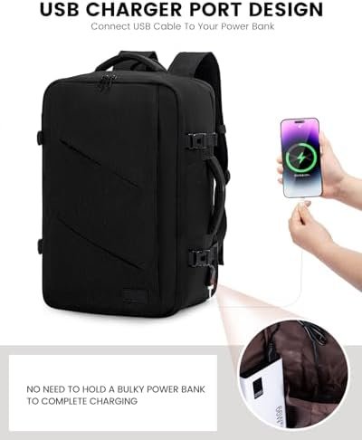 LOVEVOOK Carry on Travel Backpack, Large 40L Personal Item Travel Bag for Men & Women Flight Approved with 3 Packing Cubes, Suitcase Water Resistant Luggage Daypack Business Weekender Bag, Black - Image 5