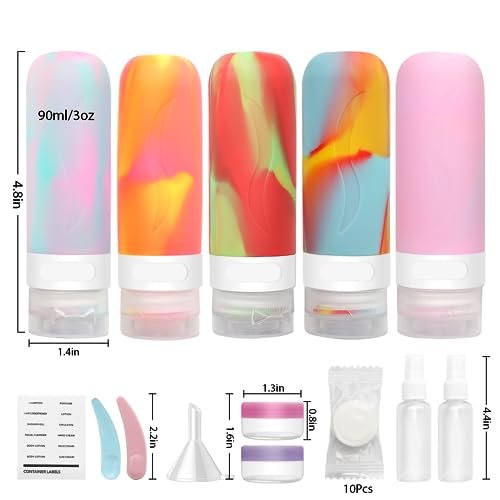 HEYMKGO 24 Pack Travel Bottles Set for Toiletries with Bag Label Tsa Approved 3oz Silicone Travel Containers Leak Proof Shampoo and Conditioner Bottles Jars Kit - Image 2