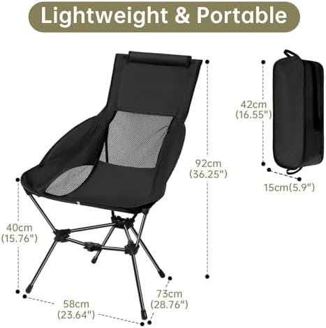 QUINEEHOM Camping Chairs, Folding Camping Chairs for Adults with Storage Bag, Lightweight & Portable Backpacking Chair for Outdoor Hiking, Camping, Travel, Beach and Picnic - Image 3